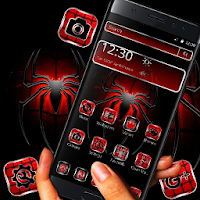 Dark Red Black Spider Launcher Theme ️