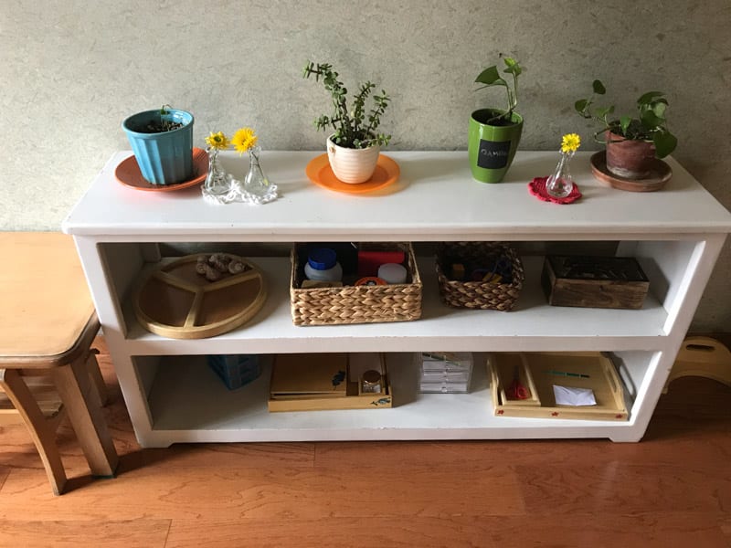 a shelf for a toddler