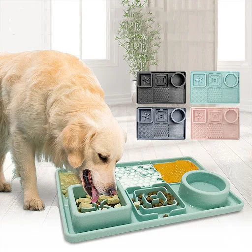 Multifunction Pet Slow Feeder Bowls Dog Licking Mat With Suction Cups For Anxiety Relief Dog Cat Water Drinking Eating F