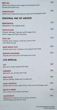 rOS Bar, The Fern Residency menu 4