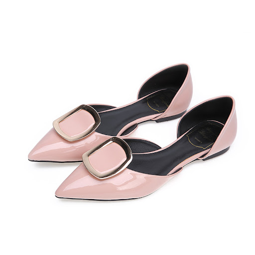 Title 4, Womens Pointed Toe Square Buckle Flat Shoes – ...