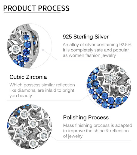 Title 4, Shining Blue Moon Beads Necklace Bracelet DIY A...