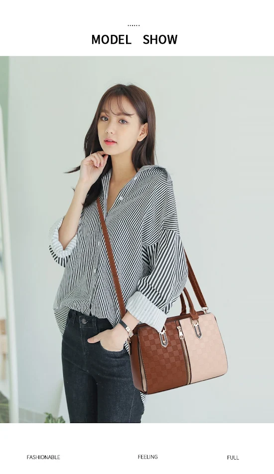 Sac à main femme grande capacité, style coréen tendance, couleur contrastée. Sac à bandoulière et crossbody pour toutes occasions.