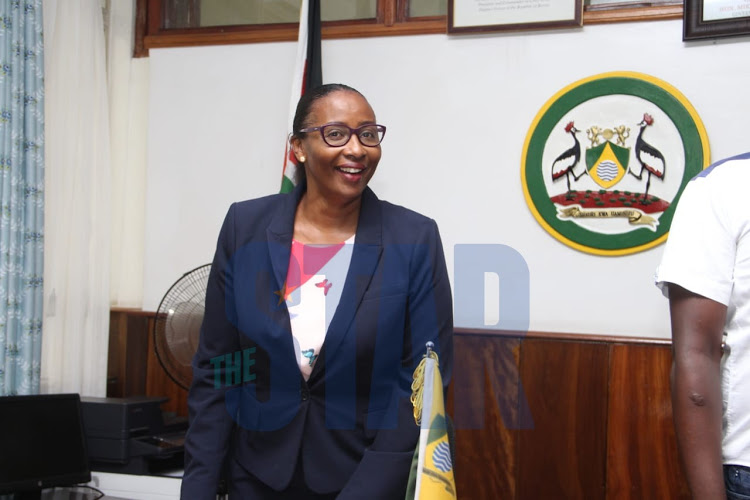 Former Nairobi County Assembly Speaker Beatrice Elachi at her City Hall office on Wednesday, October 9, 2019.