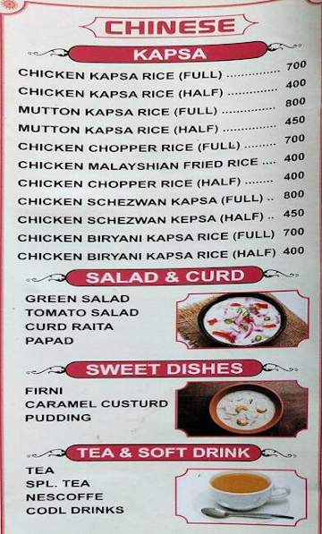 Azad Restaurant menu 