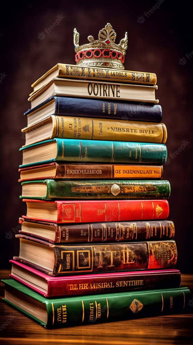 A visually appealing image showcasing a neat pile of books, symbolizing the love for literature and reading.