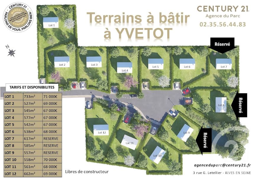 Vente terrain à batir  617 m² à Yvetot (76190), 62 000 €