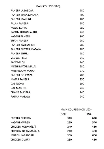 Indi Yum menu 