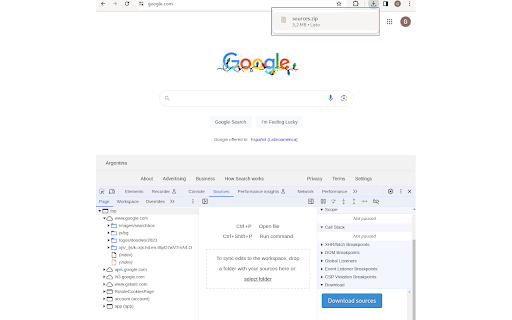 DevTools - Sources downloader