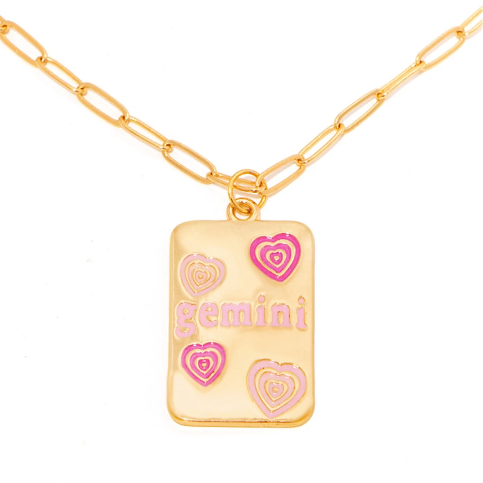 INS Stijl Olie Druppel 12 Sterrenbeelden Ketting Koper Verguld 18K Echt Goud Gepersonaliseerde Sleutelbeenketting Cadeau.