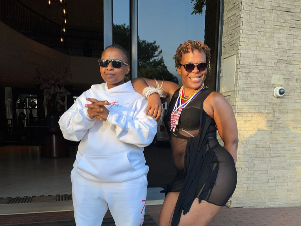 Manaka Ranaka and Zodwa Wabantu engage in a boxing match.