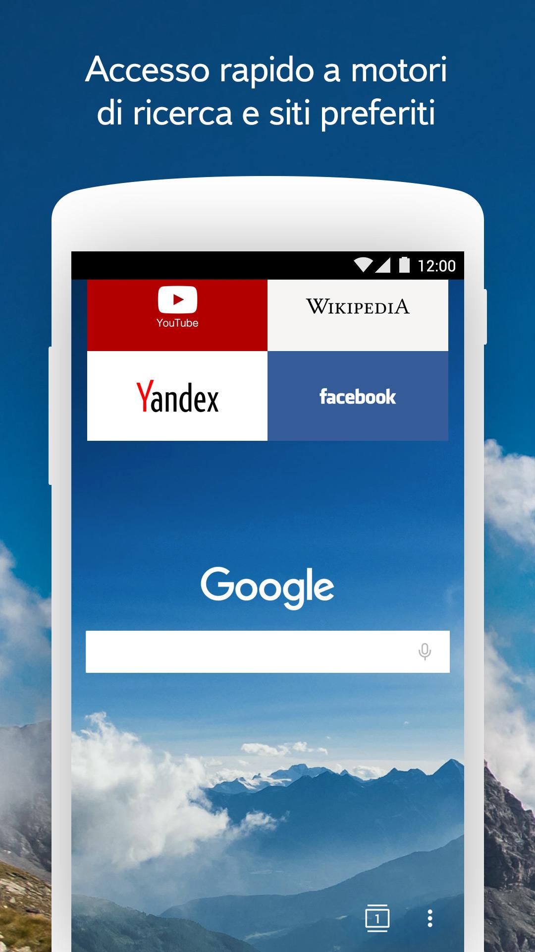 Android application Yandex Browser with Protect screenshort