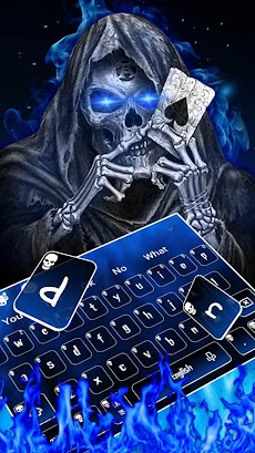 Live Blue Flaming Skull Keyboard Themeのおすすめ画像1