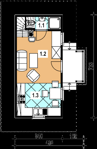 LEG-1 szkielet drewniany - Rzut parteru