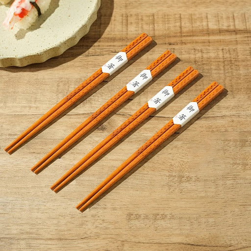 Title 7, Home Non-slip Retro Pattern Solid Wood Chopstic...