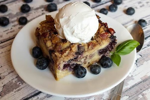 Blueberry Pecan Crunch Bread Pudding