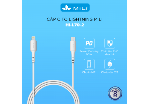 Cáp C - Lighting 2m MiLi - HI-L70-2WE