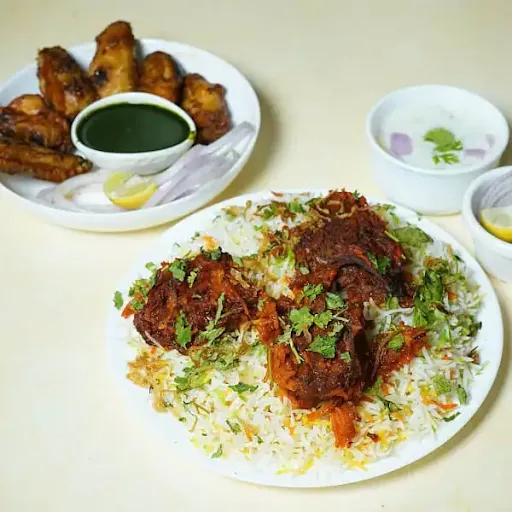 Chicken Tandoori Biryani And Spicy Chicken Wings