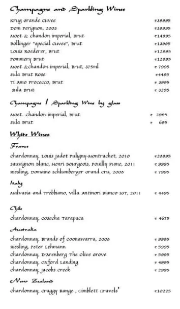 Anjum - Fairmont Jaipur menu 