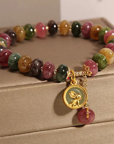 Bracelet en jade tourmaline couleur - 2