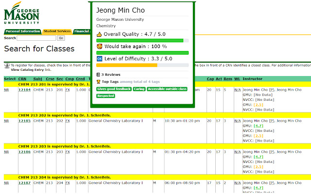 Rate My GMU Professors