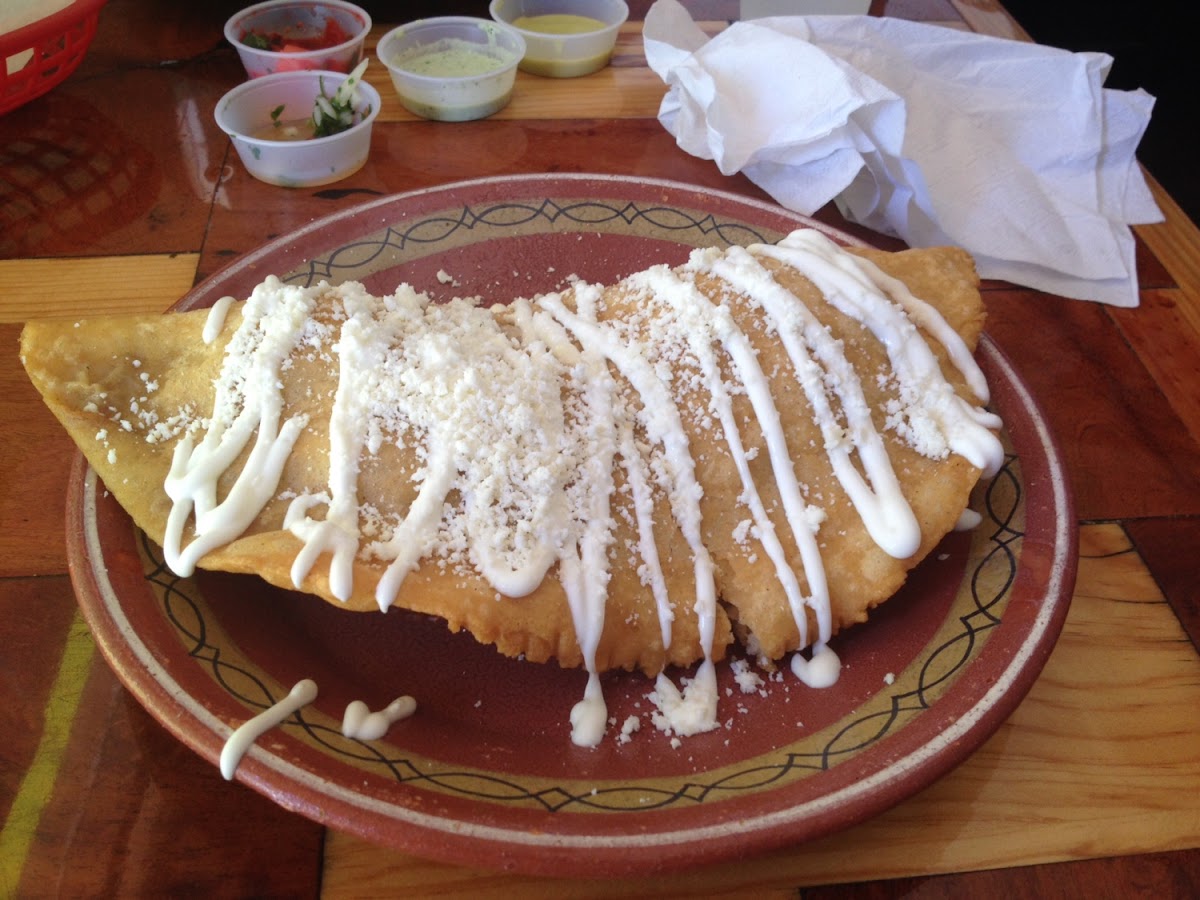 Corn quesadilla with steak and Mexican cheese