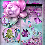 Cover Image of ดาวน์โหลด Pink Purple Rose Butterfly Launcher Theme 1.0.1 APK
