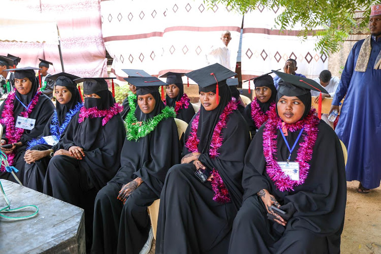 Some of the graduands of Madrasa Khadija Bint Khuwaylid in Garissa town on Februart 26, 2024