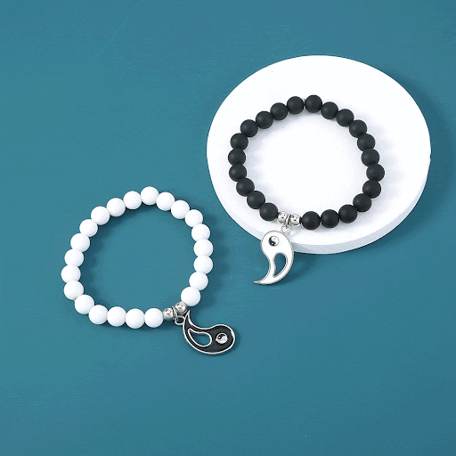 Title 12, Volcanic Stone Couple Bracelet Black and White ...