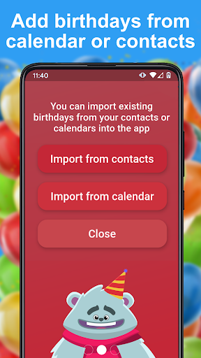 Screenshot Birthday calendar