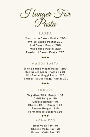 Hunger For Pasta menu 