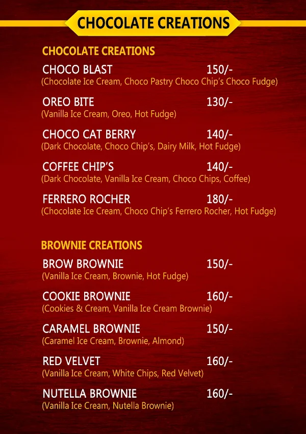 Waffle World menu 