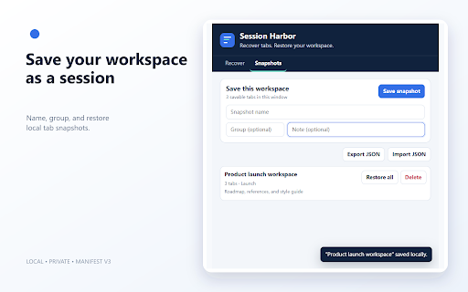 Session Harbor – Tab Session Recovery screenshot 3