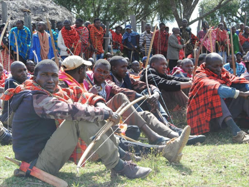 Residents of Ololoipangi in Narok South subcounty during a peace meeting on September 8 / KIPLANGAT KIRUI