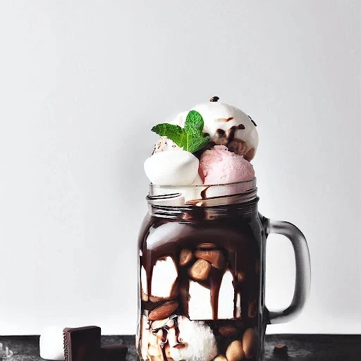 Rocky Road Black And White Sundae