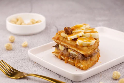 Hazelnut Banana Caramel Waffle Sandwich