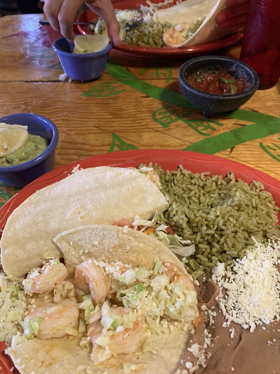 Boiled shrimp tacos