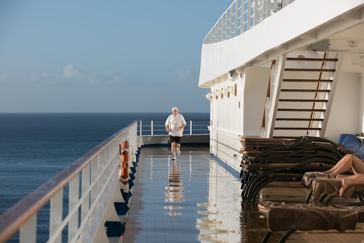 Keeping fit on the main deck of Silver Spirit. 