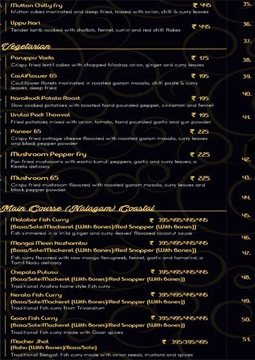 Coastal Reef menu 