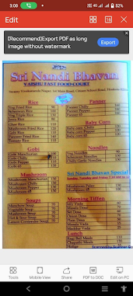 Nandi Bhavana menu 1