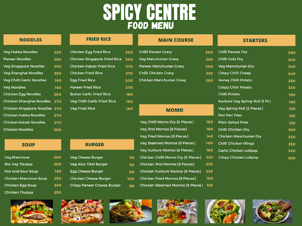 Spicy Centre menu 