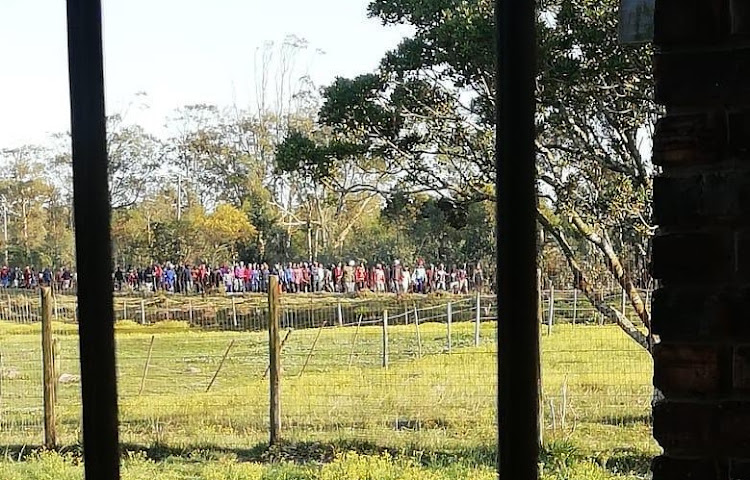 Protesters at the Fairview Racecourse in Port Elizabeth on Thursday morning.