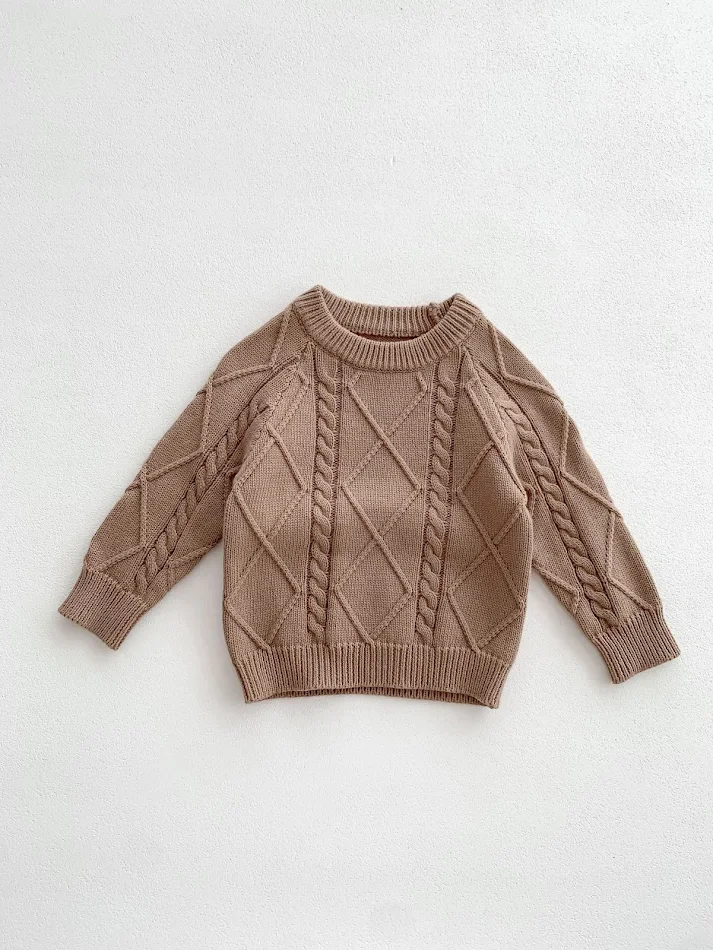 Barboteuse bébé torsadée en tricot, combinaison pull-over, pour un confort optimal et un look adorable pour votre bébé.