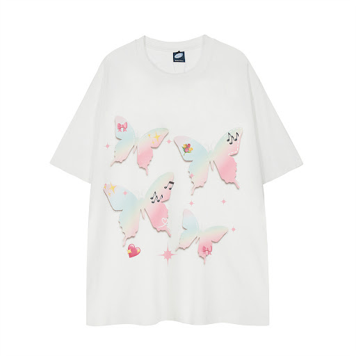 Title 14, Butterfly print short sleeve loose fit t-shirt ...