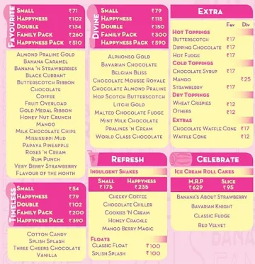 Baskin Robbins menu 