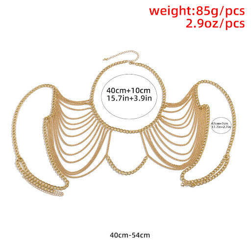Title 9, Hip Hop Exaggerated Multilayer Tassel Body Chai...