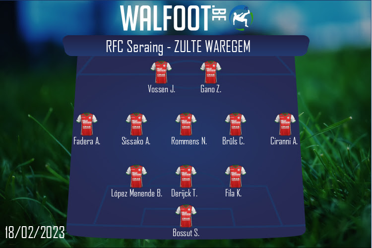 Composition Zulte Waregem | RFC Seraing - Zulte Waregem (18/02/2023)