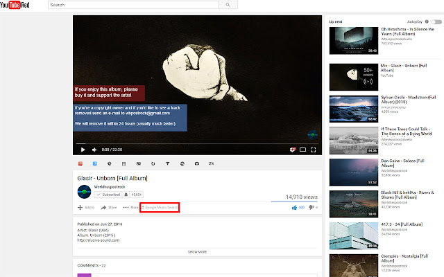 Youtube to Google Music chrome extension