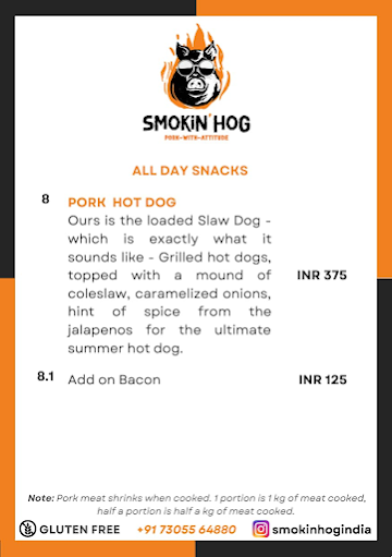 Smokin'Hog menu 