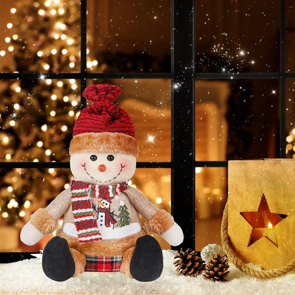 Muñeco de nieve navideño decorativo, adorno festivo para el hogar. Figura de muñeco de nieve para alegría navideña, regalo perfecto.